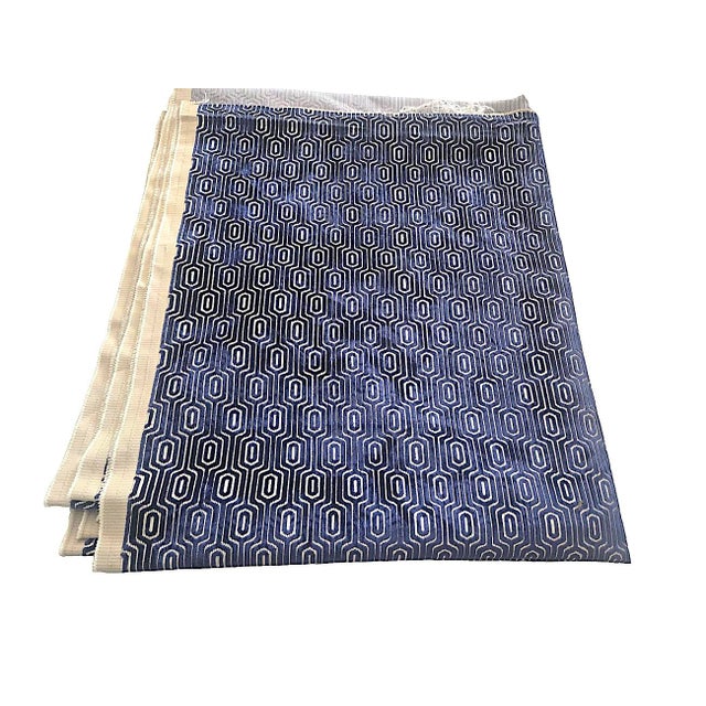 Art Deco/Geometric Cut Velvet Fabric Remnant After Schumacher, 4.8 Yards For Sale - Image 13 of 15