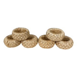 Vintage Woven Raffia Napkin Ring - Set of 6 For Sale