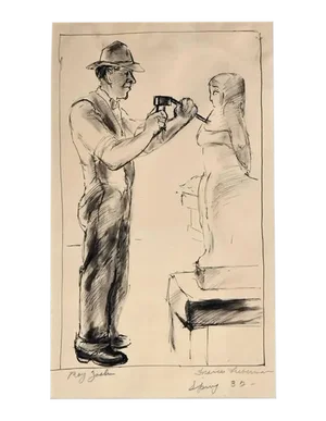 Frances Liberman "Roy Zoelin the Sculpture" Drawing