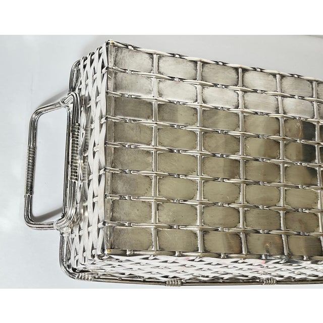 Vintage French Silver Woven Handled Basket (Circa 1930) For Sale - Image 9 of 9