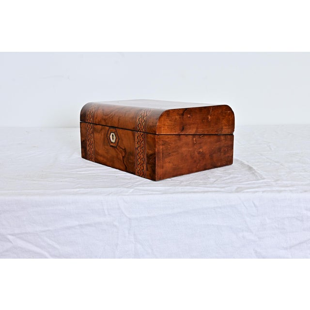 English 19th Century Burl Marquetry and Inlay Writing Box For Sale - Image 13 of 13