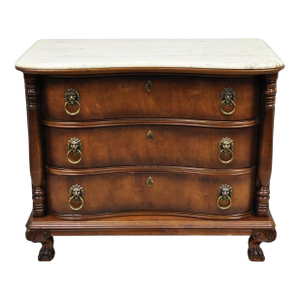 Late 20th Century Pulaski Sagamore Hill Victorian Cherry Wood Marble Top Commode Nightstand Chest