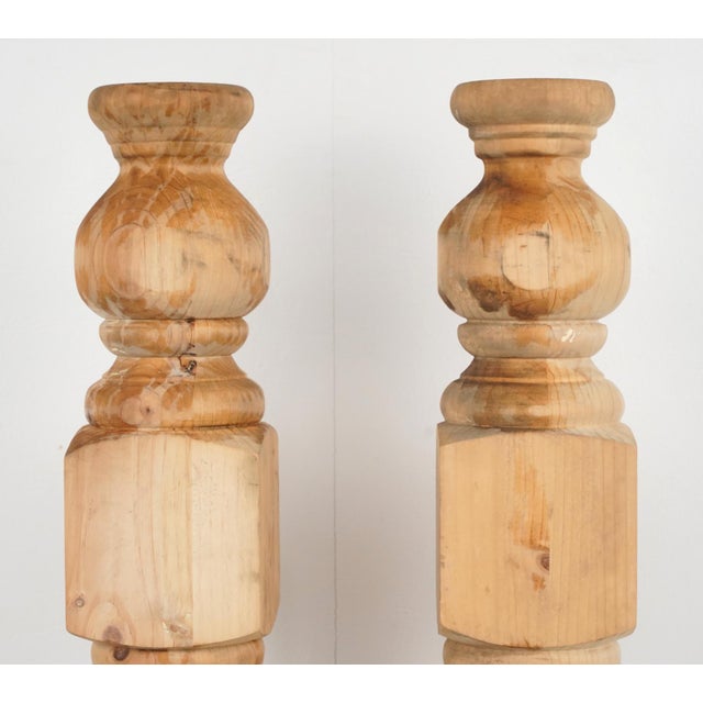 Late 20th Century Pair of Unfinished Wood Newel Posts 5.5 X 45.5 In. For Sale - Image 4 of 10