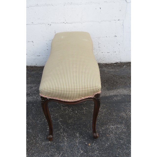 This beautiful Bench made out of wood, and upholstery. This wonderful Bench has a French style and design, carving on the...