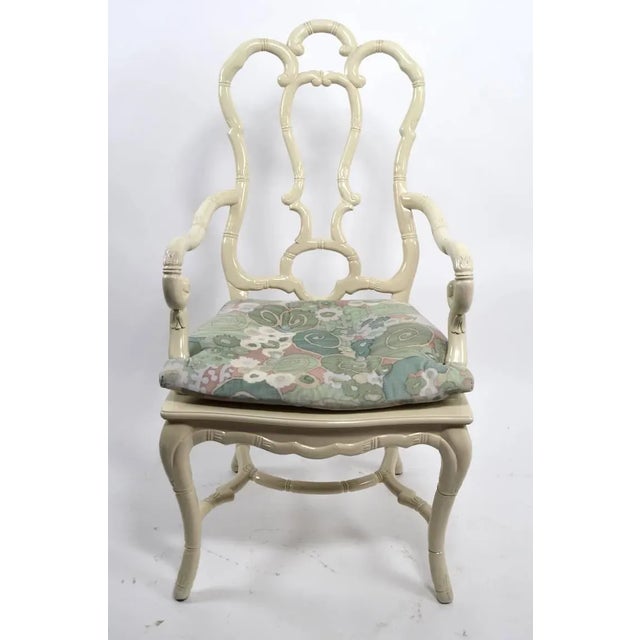 Set of Six White Lacquer Queen Anne Dining Chairs For Sale - Image 10 of 11