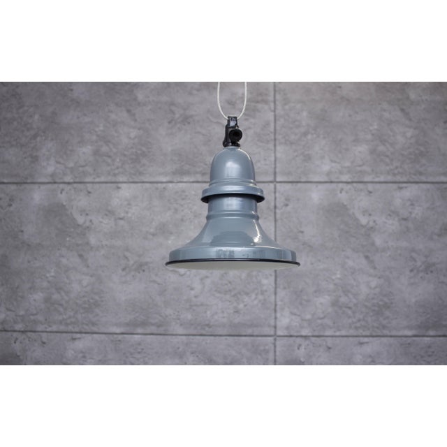 Industrial Enamel Ceiling Lamp in Grey, 2000s For Sale - Image 9 of 9