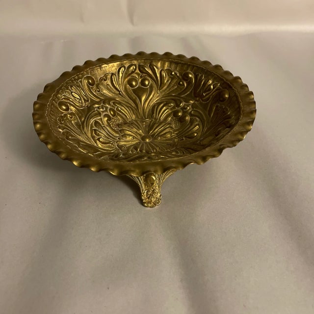 Brass Mid 19th Century Antique Gilt Brass French Repousse Bowl For Sale - Image 8 of 8