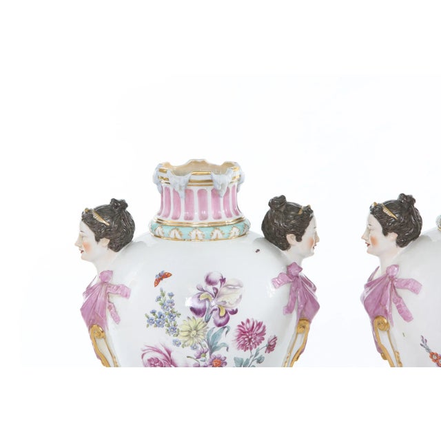 19th Century Pair Gilt / Floral Porcelain Decorative Urns For Sale - Image 10 of 13