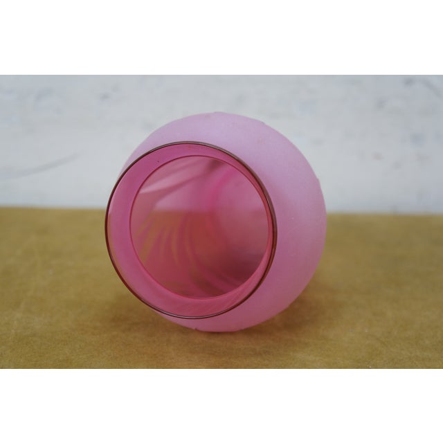 Red Late 20th Century Kelsey Murphy Pilgrim Frosted Cranberry Glass Lotus Flower Vase 6" For Sale - Image 8 of 12