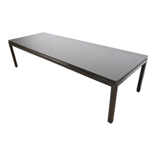 John Widdicomb Mid-Century Modern Black Lacquered Parsons Extension Dining Table, Newly Refinished For Sale