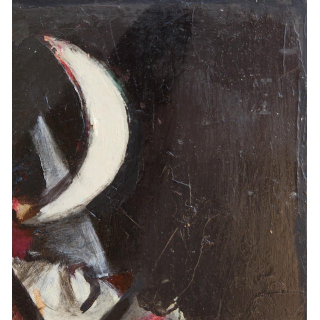 David Adickes "Abstract Leaves, Moon Against Black" Modern Abstract Cubist Still Life Painting, 20th Century For Sale - Image 4 of 7