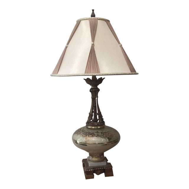 Original Art Deco Bronze & Brass Table Lamp Gold Hand Painted Tone c.1940 For Sale