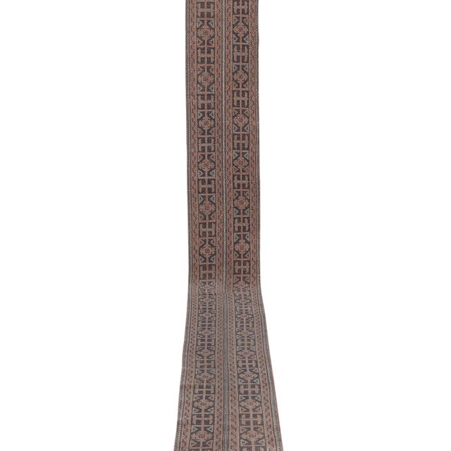 Mid-Century Modern 1960s Vintage Turkish Oushak Extra Long and Wide Runner - Stair Tread 1'10'' X 20'8'' For Sale - Image 3 of 10