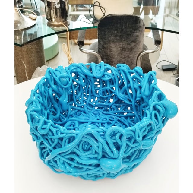 Round basket/centrepiece designed by Gaetano Pesce for the ‘Senzafine’ series, made from extruded polyurethane in shades...