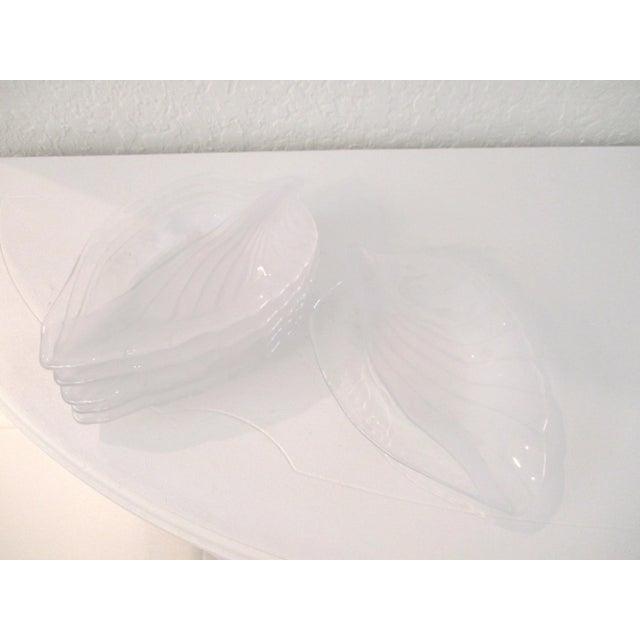 Vintage Clear & Frosted Glass Leaf Bowls, Set of 6 For Sale In West Palm - Image 6 of 6