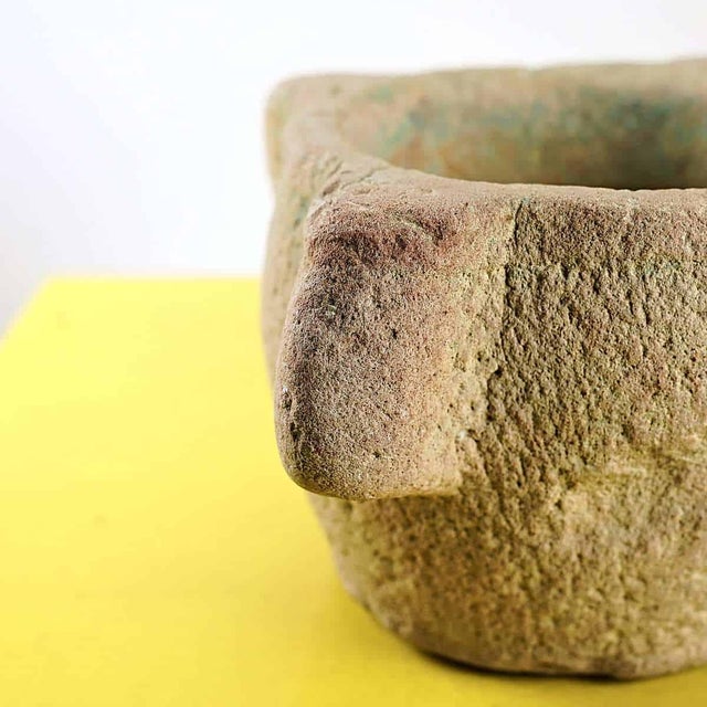 antique marble mortar Height: 16 Width: 20 Depth: 20 Diameter: 14.5 This piece is attributed to the mentioned...