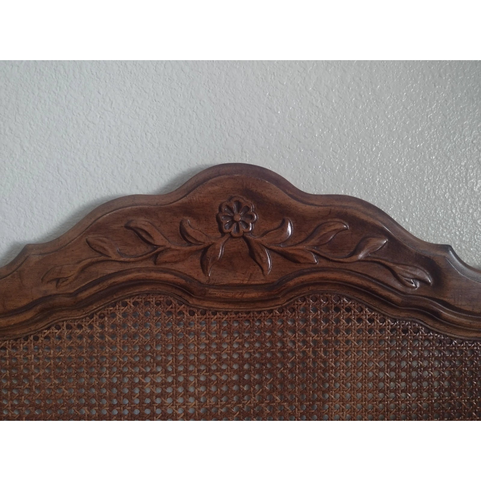 1970s Vintage Drexel Heritage "Cabernet Ii" Cane Panel Queen Headboard – French Provincial Elegance