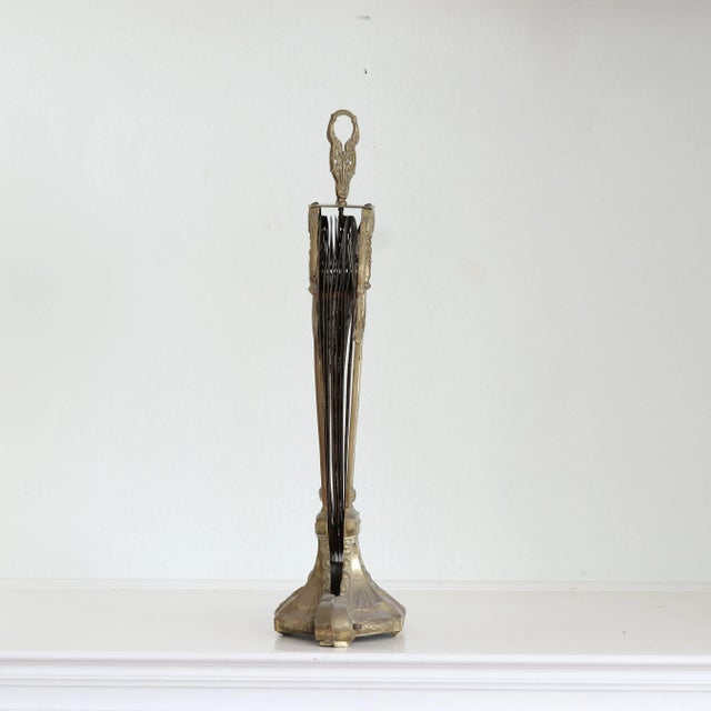 Gold Vintage Peacock Fan Fireplace Screen With Victorian Cameo For Sale - Image 8 of 8