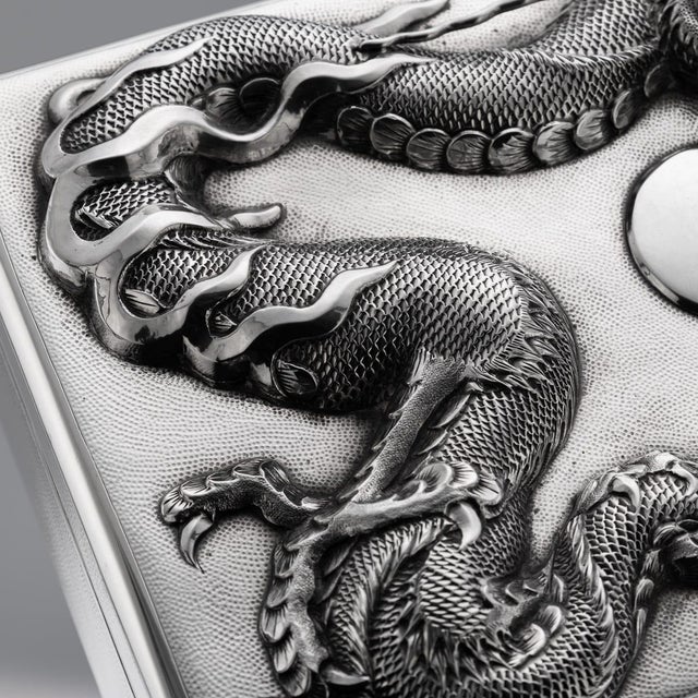 Antique Japanese Meiji Silver Dragon Cigar Humidor Box, 1900 For Sale - Image 17 of 18