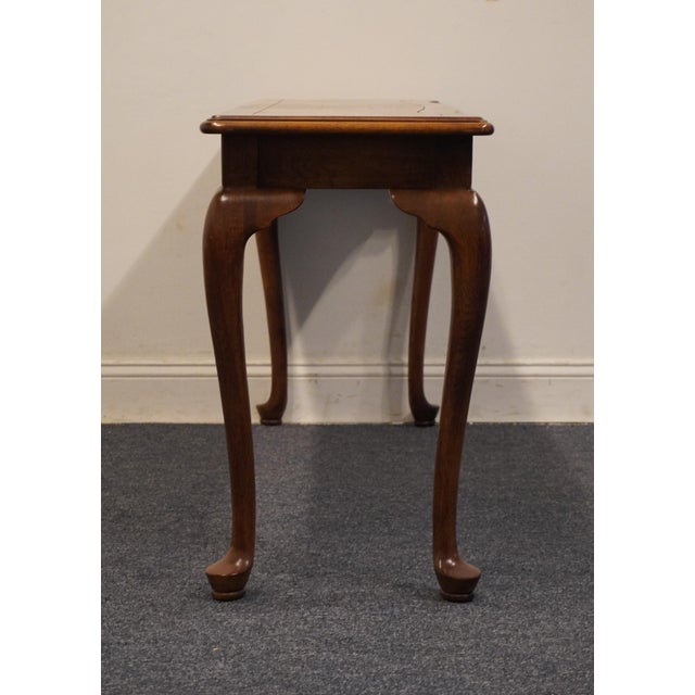 Ethan Allen Collectors Classics Traditional Style 56" Solid Pecan Accent Sofa Table W. Olive Ash Burl Veneer Top 13-9607 For Sale In Kansas City - Image 6 of 9