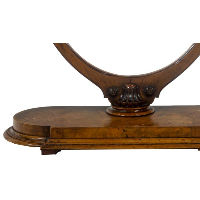 Elegant Victorian Walnut Lyre-Form Dressing Mirror, Adjustable Tabletop Vanity, Circa 1870 For Sale - Image 4 of 7