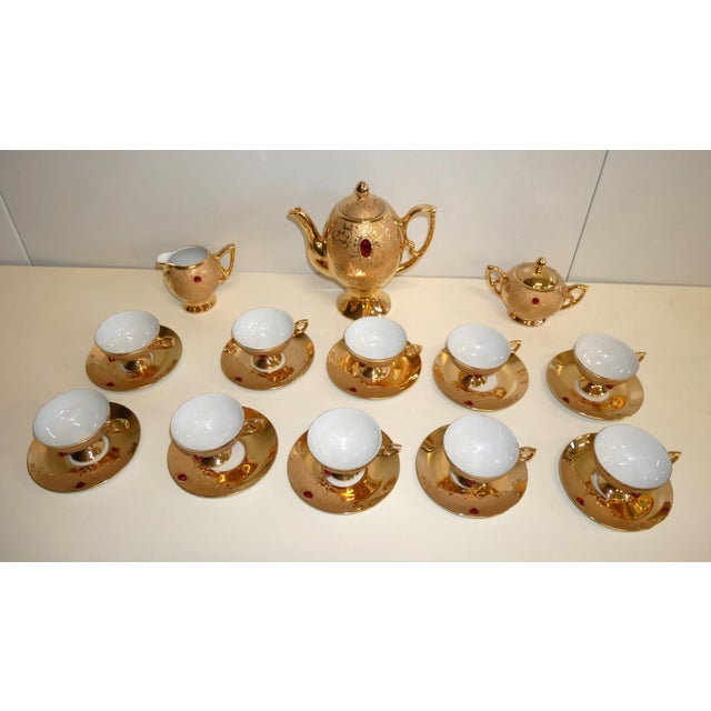 Antique Porcelain and Gilded Coffee Service, 1950s, Set of 23 For Sale - Image 11 of 12