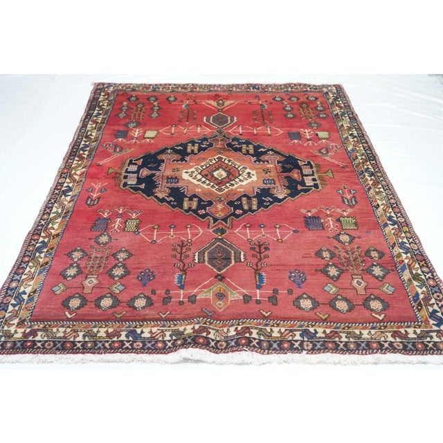 1970s Vintage Qashqai Rug 4'10'' x 7'5'' For Sale - Image 10 of 11