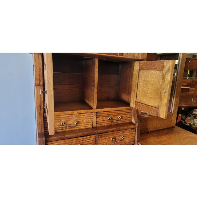 Late 19th Century 1900s Antique Oak Medical Cabinet Dental Cabinet Victorian With Pull Out Desk For Sale - Image 5 of 17