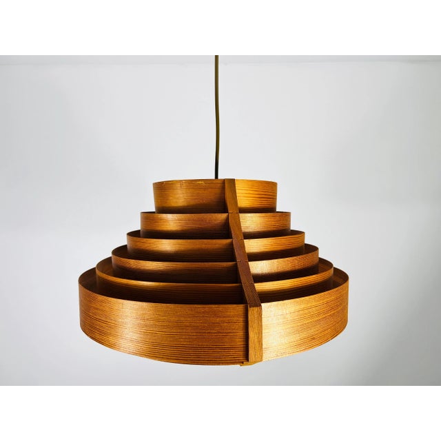 Wood Mid-Century Wooden Pendant Lamp by Hans-Agne Jakobsson, Sweden, 1960s For Sale - Image 7 of 12
