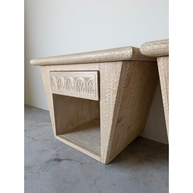 Pair of Organic Hand Carved Wood Nightstands For Sale - Image 9 of 18