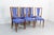 Mid-Century Modern Mid-Century French Blue Red Border Dining Chairs in Teak and Skai, 1960, Set of 6 For Sale - Image 3 of 14