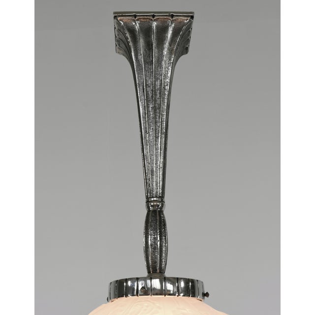 Metal French Art Deco Pendant Light by Cherrier Et Besnus 1930 France - 2 Available For Sale - Image 7 of 16