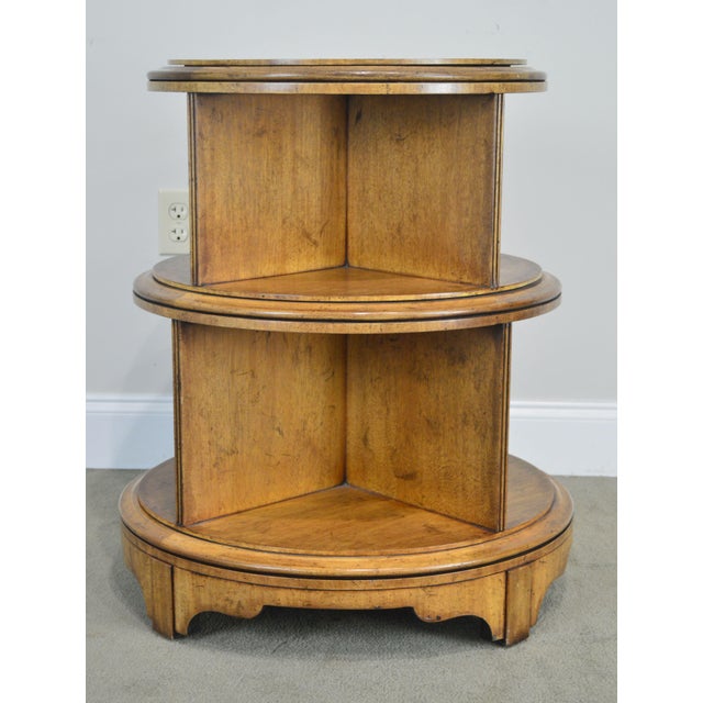 e.j. Victor Regency Style Round Burl Wood Revolving Bookcase Chairish