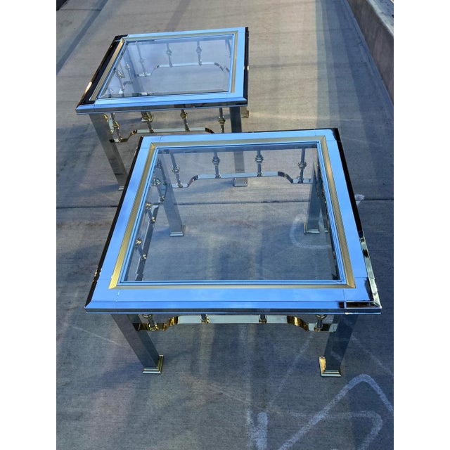 Metal Modern Chrome & Glass End Tables in Mastercraft - A Pair For Sale - Image 7 of 13