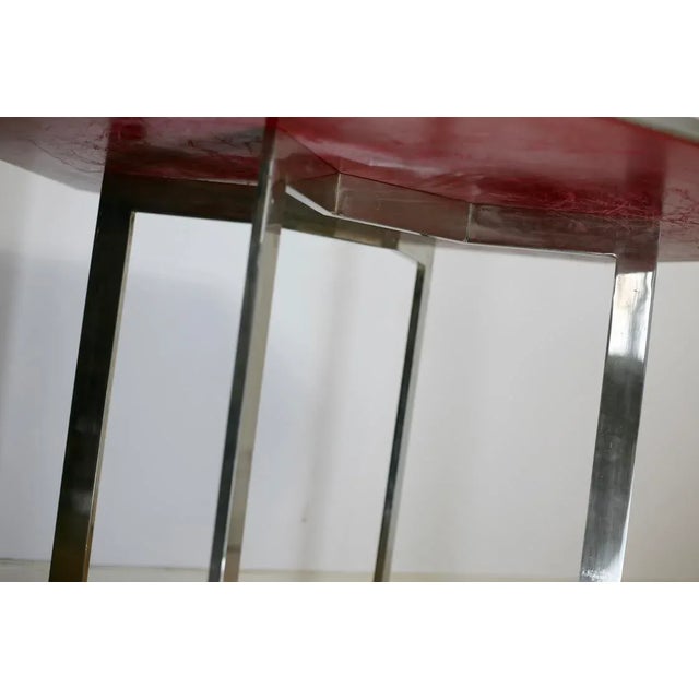 French Chrome Steel and Glass Dining Table, 1970s For Sale - Image 15 of 18