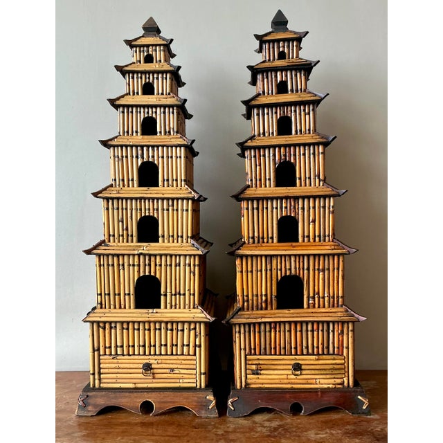 Vintage Asian Rattan Pagodas - A Pair For Sale In West Palm - Image 6 of 11