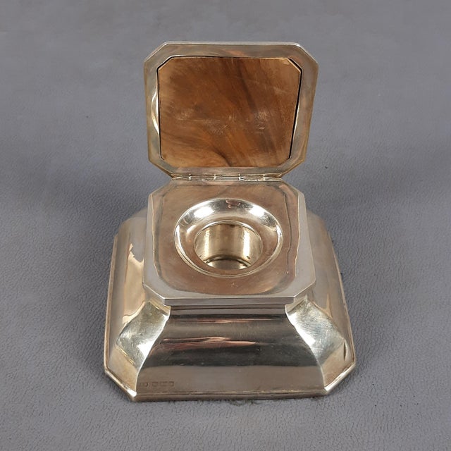 Antique Edwardian Inkwell in 925 Sterling Silver by Mappin & Webb, 1890s For Sale - Image 5 of 11