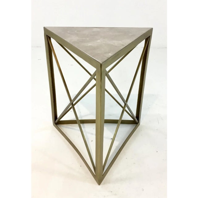 2010s Contemporary Interlude Home Triad Metal and Stone Side Table For Sale - Image 5 of 5