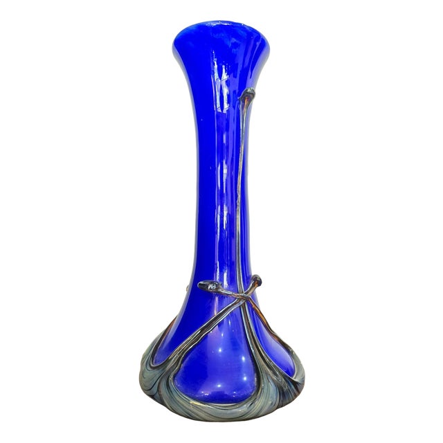 Cobalt Blue Blown Glass Vase from Silice Création Biot, 1995 For Sale