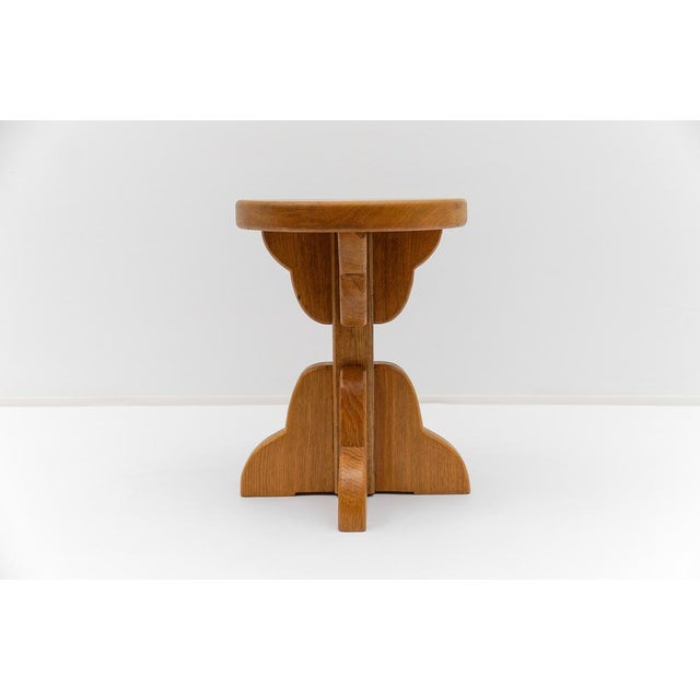 Mid-Century Modern French Oak Stools, 1960s, Set of 2 For Sale - Image 4 of 18