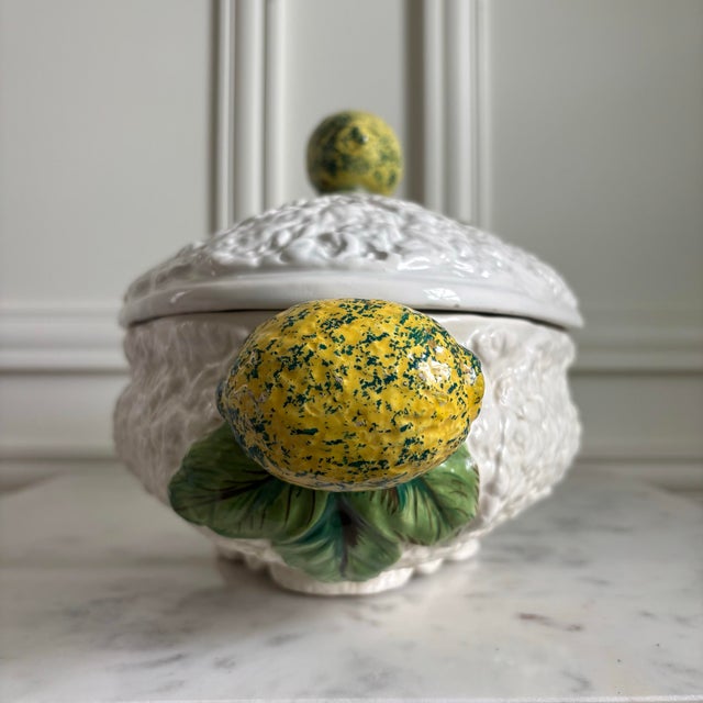 Mid 20th Century Vintage Italian Majolica Lemon Motif Soup Tureen For Sale - Image 4 of 12