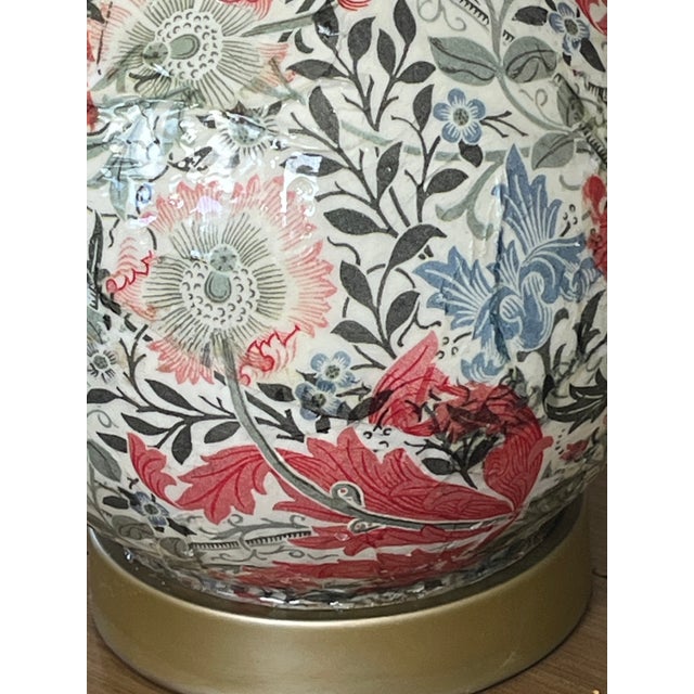English William Morris Floral Decoupage Iconic "Compton Flowers" Design Table Lamp For Sale - Image 3 of 9