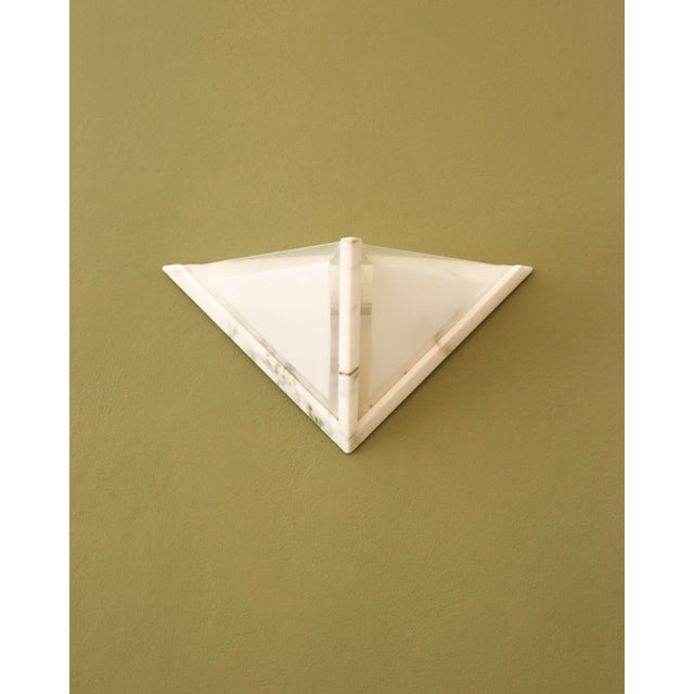 Italian Marble Wall Lamps with Frosted Glass, 1970s, Set of 2 For Sale - Image 4 of 11