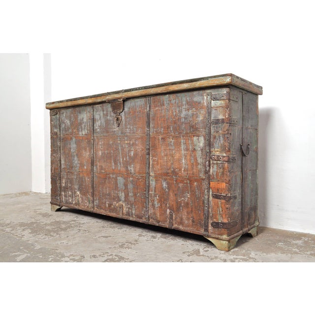 Wood Large Indian Teak Chest, 1960s For Sale - Image 7 of 15