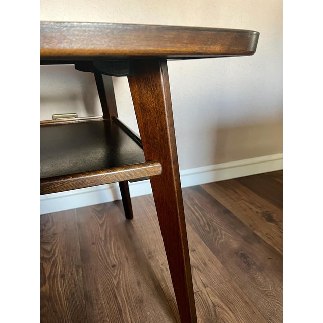 Brown Mid-Century Tray Table with Shelf, 1940-1950 For Sale - Image 8 of 10