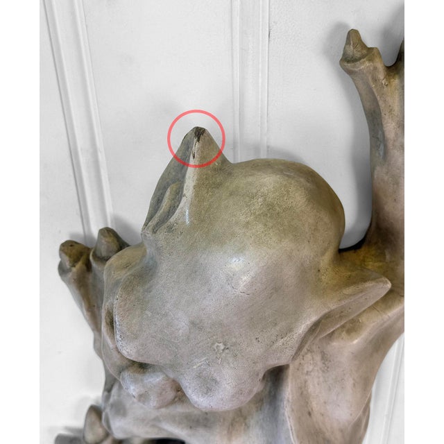Gray Victorian Architectural Style Large Gargoyle Outdoor Wall Hanging Sculpture For Sale - Image 8 of 11