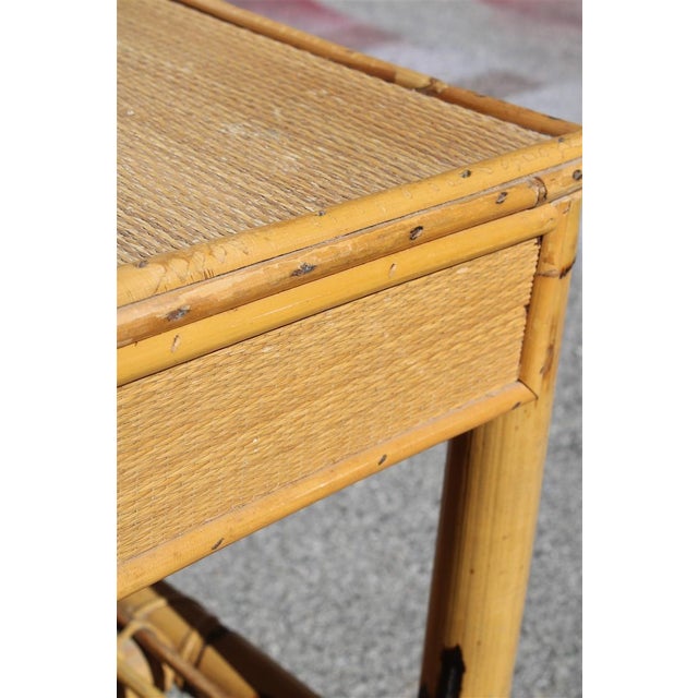 Wood Bamboo Bedside Table with Drawer, Italy, 1950s For Sale - Image 7 of 11