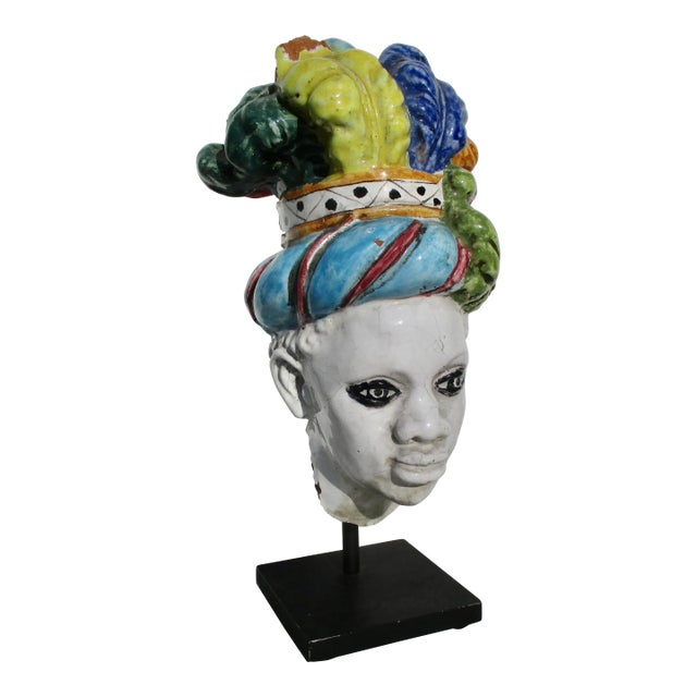 Italian Faience Mounted Head Fragment For Sale