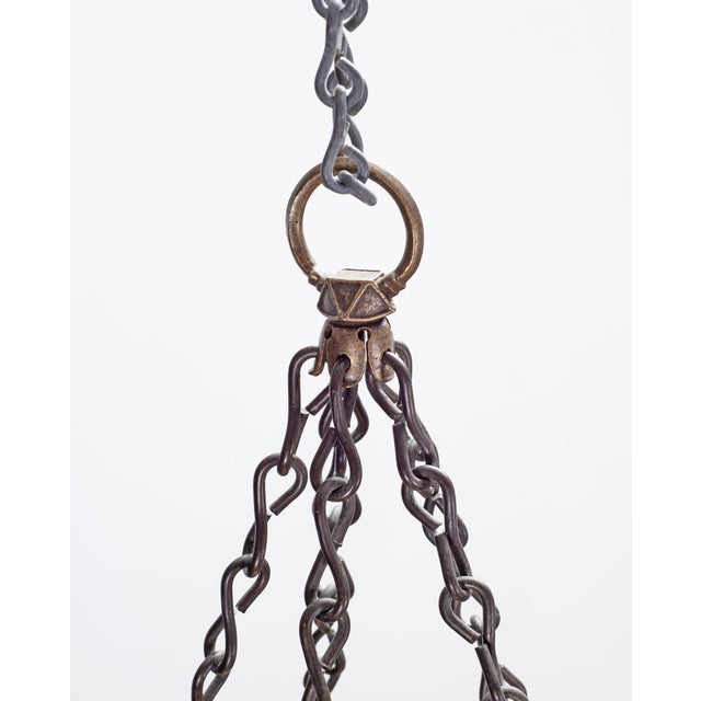 Mariano Fortuny Art Nouveau Fortuny Scudo Saraceno Venetian Bronze Silk Lamp Chandelier For Sale - Image 4 of 18