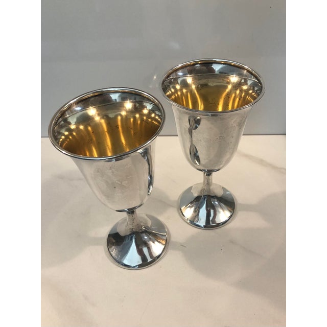 1950s Sterling Silver Goblets With Gilded Interior - A Pair For Sale - Image 4 of 9